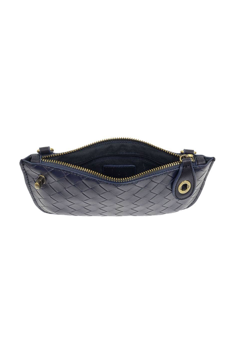 Faux Wide Woven Mini Crossbody Wristlet Clutch