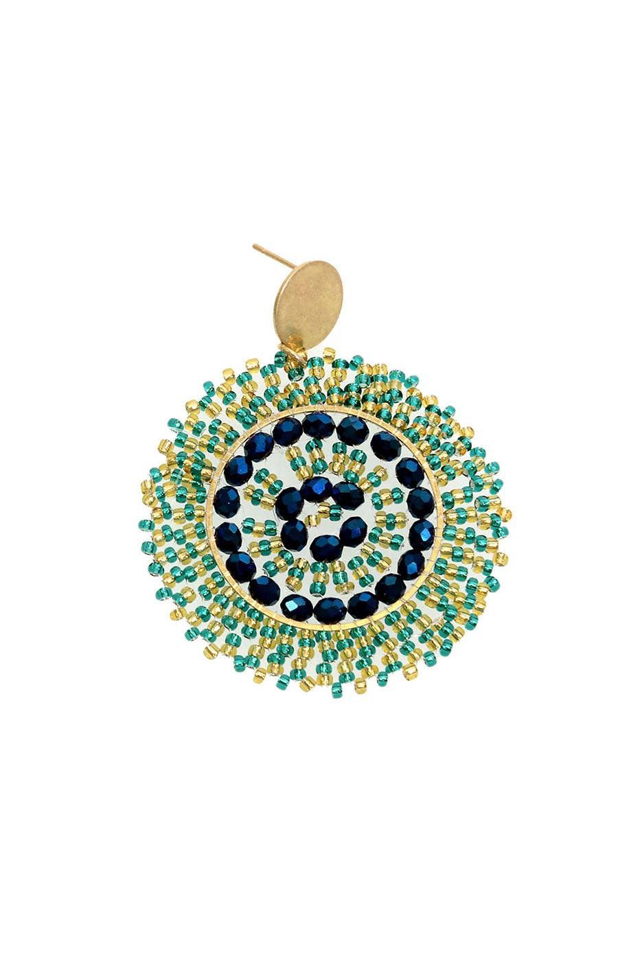 Seed Beaded Rosette Wreath Post Earrings