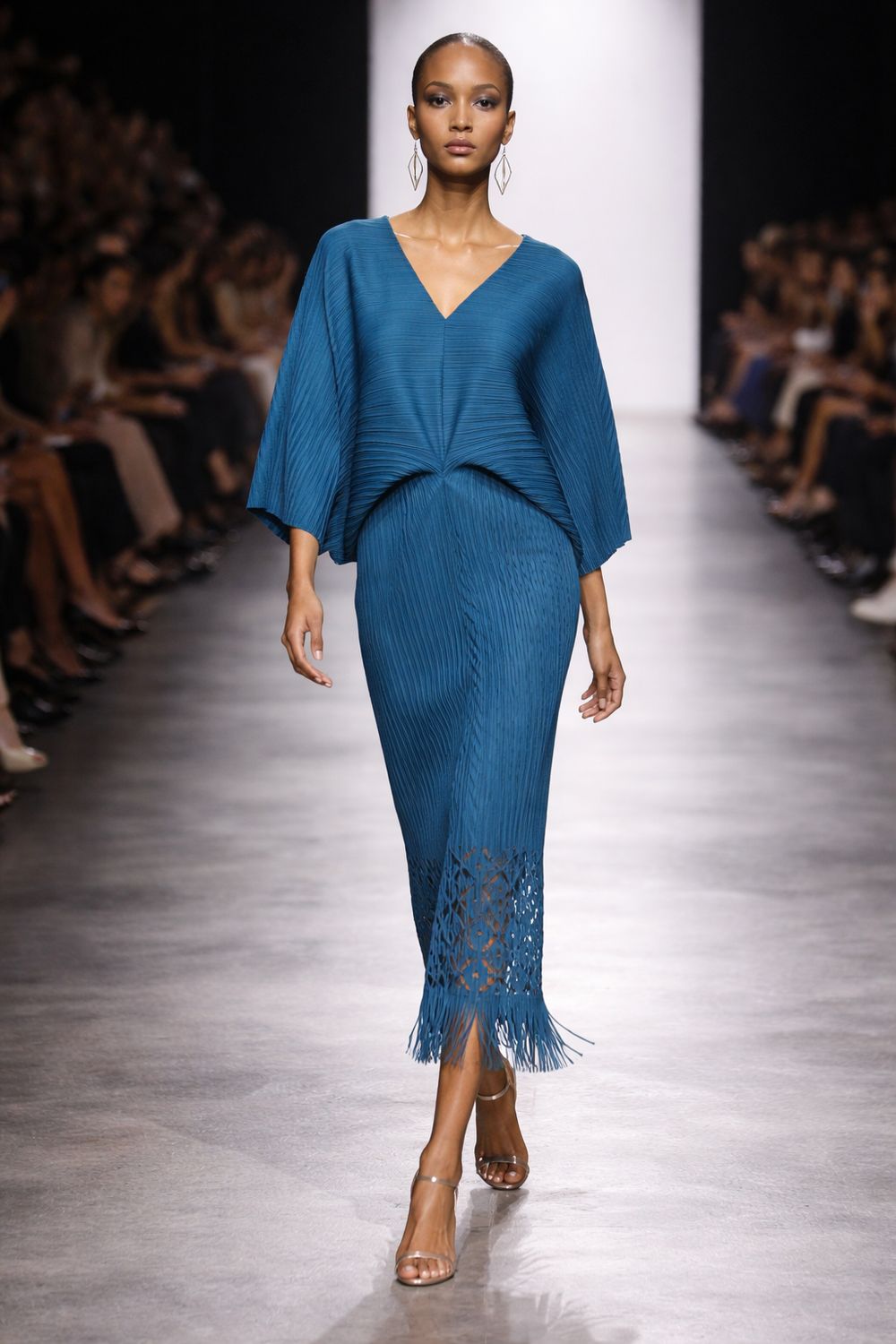Ellyndale Pleated Cutout Dress with Fringe - TEAL