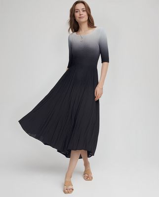 Ellyndale Pleated dress with 3/4 sleeves Ombre effect (Black)