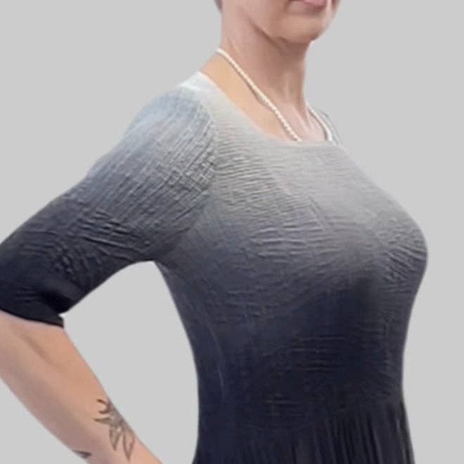 Ellyndale Pleated dress with 3/4 sleeves Ombre effect (Black)