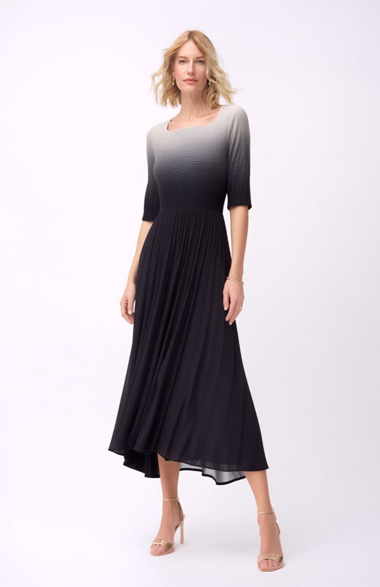 Ellyndale Pleated dress with 3/4 sleeves Ombre effect (Black), Color: black, Size: O/S