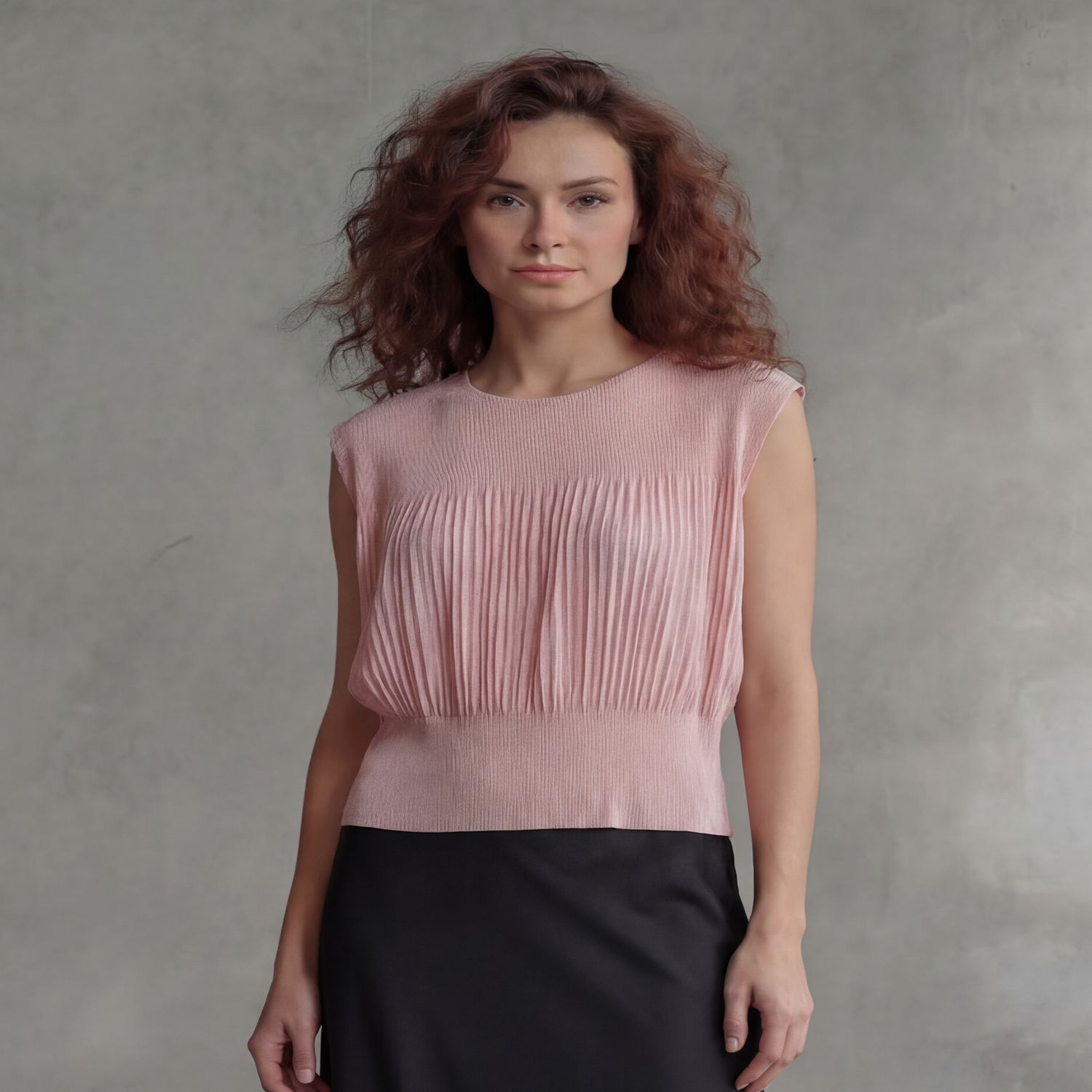Ellyndale Pleating Sleeveless Top- Chiffon Flow