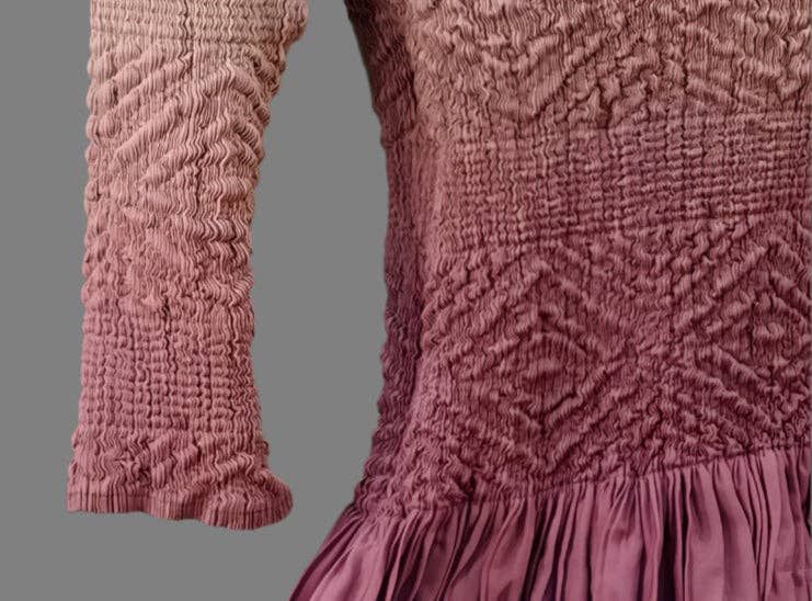 Ellyndale Pleated dress with 3/4 sleeves Ombre effect (Dusty Rose)