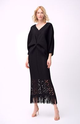 Ellyndale Pleated Cutout Dress with Fringe