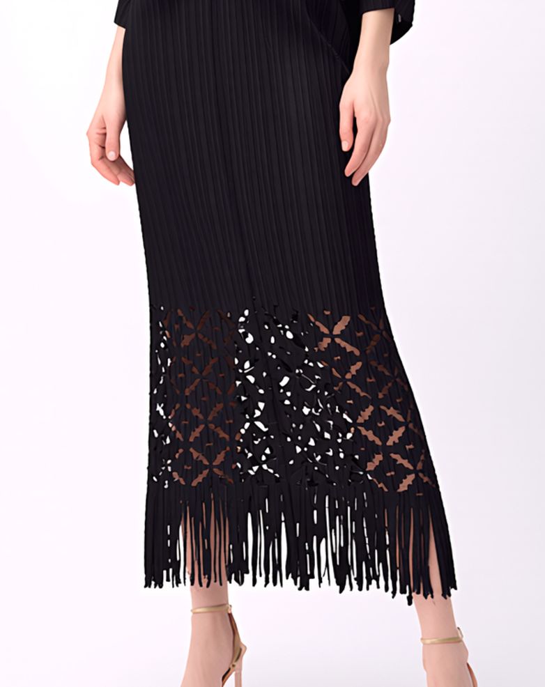 Ellyndale Pleated Cutout Dress with Fringe