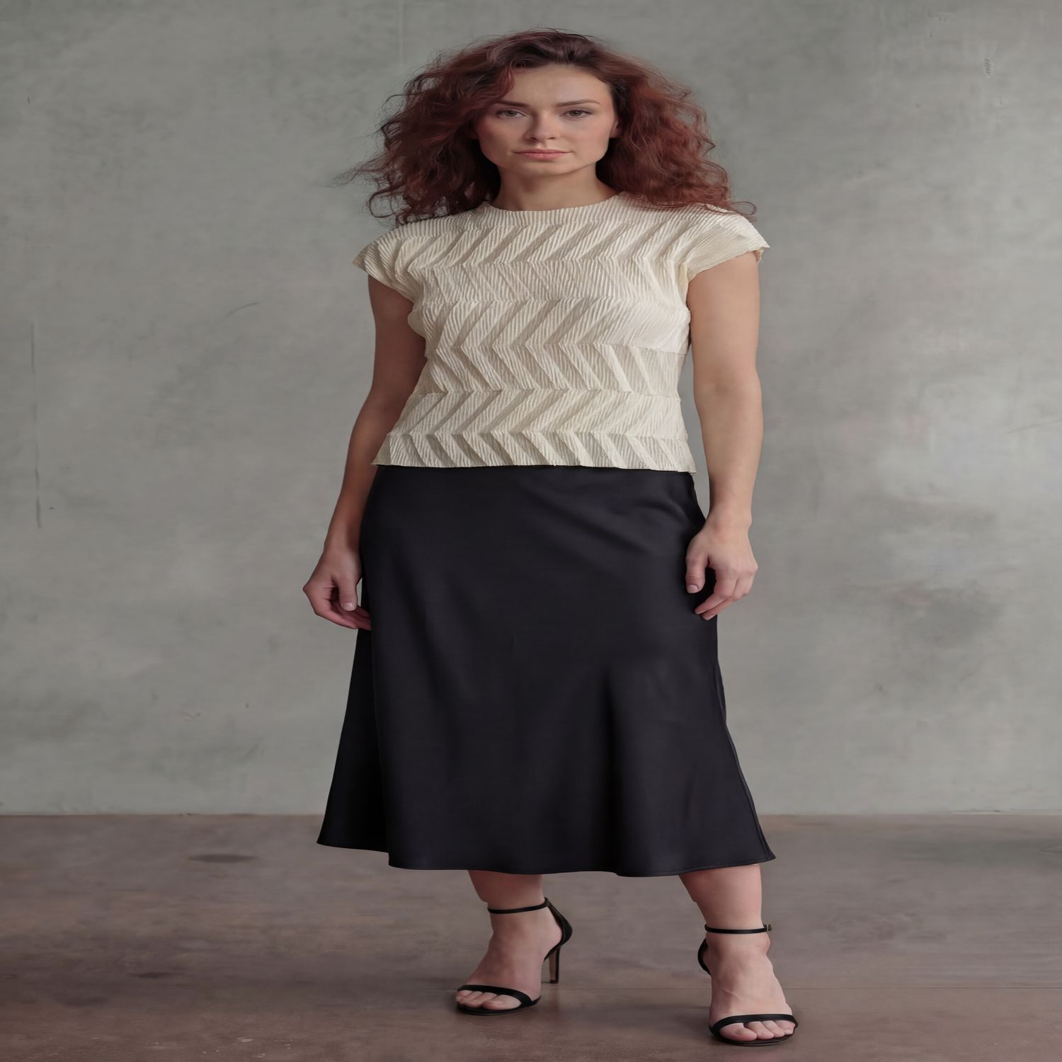 Ellyndale Pleating Long Sleeveless Top- Chiffon Flow - Black