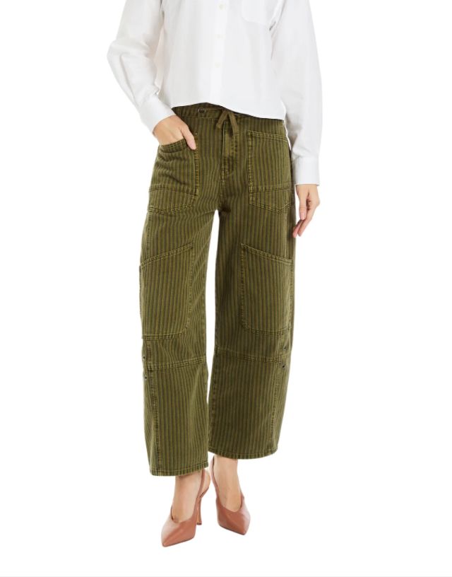 Tractr Grommet Waist Patched Wide Leg Pants