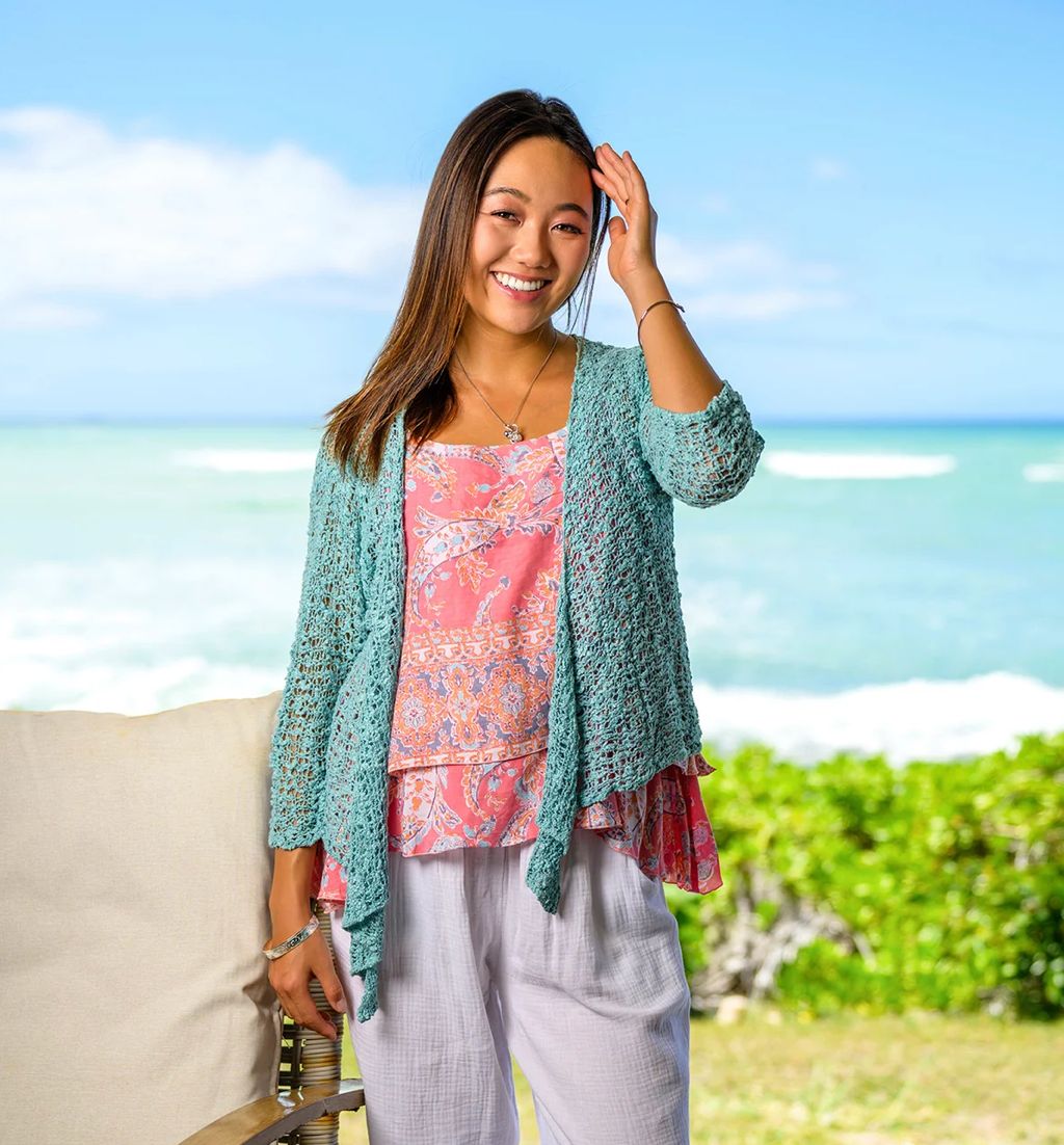 Lanilau Hawaii Popcorn Tie Front Sweater