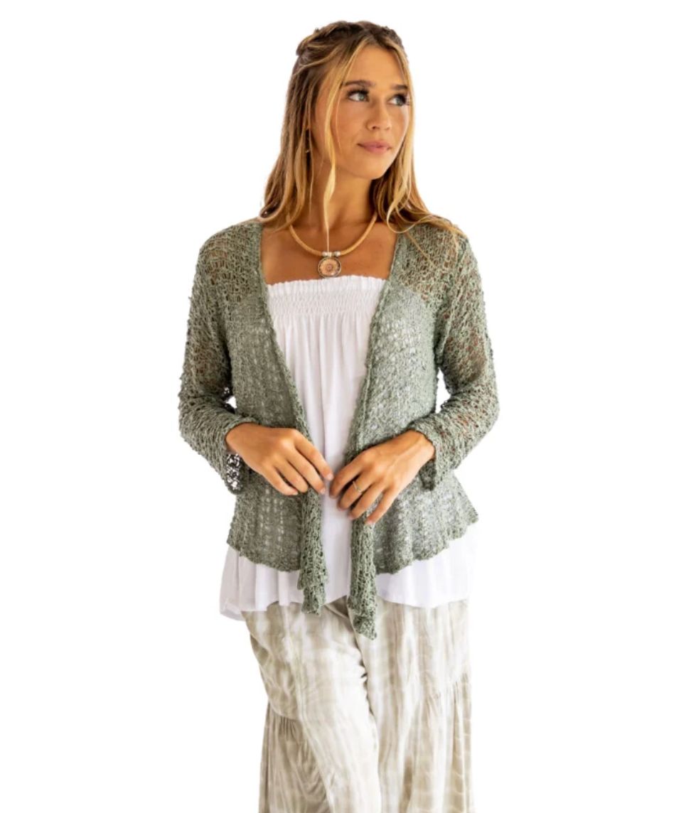 Lanilau Hawaii Popcorn Tie Front Sweater