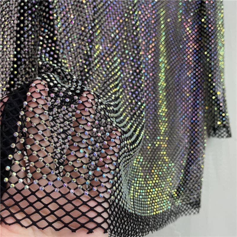 Ellyndale Diamond Mesh long sleeve top with matching Camisole (Black)
