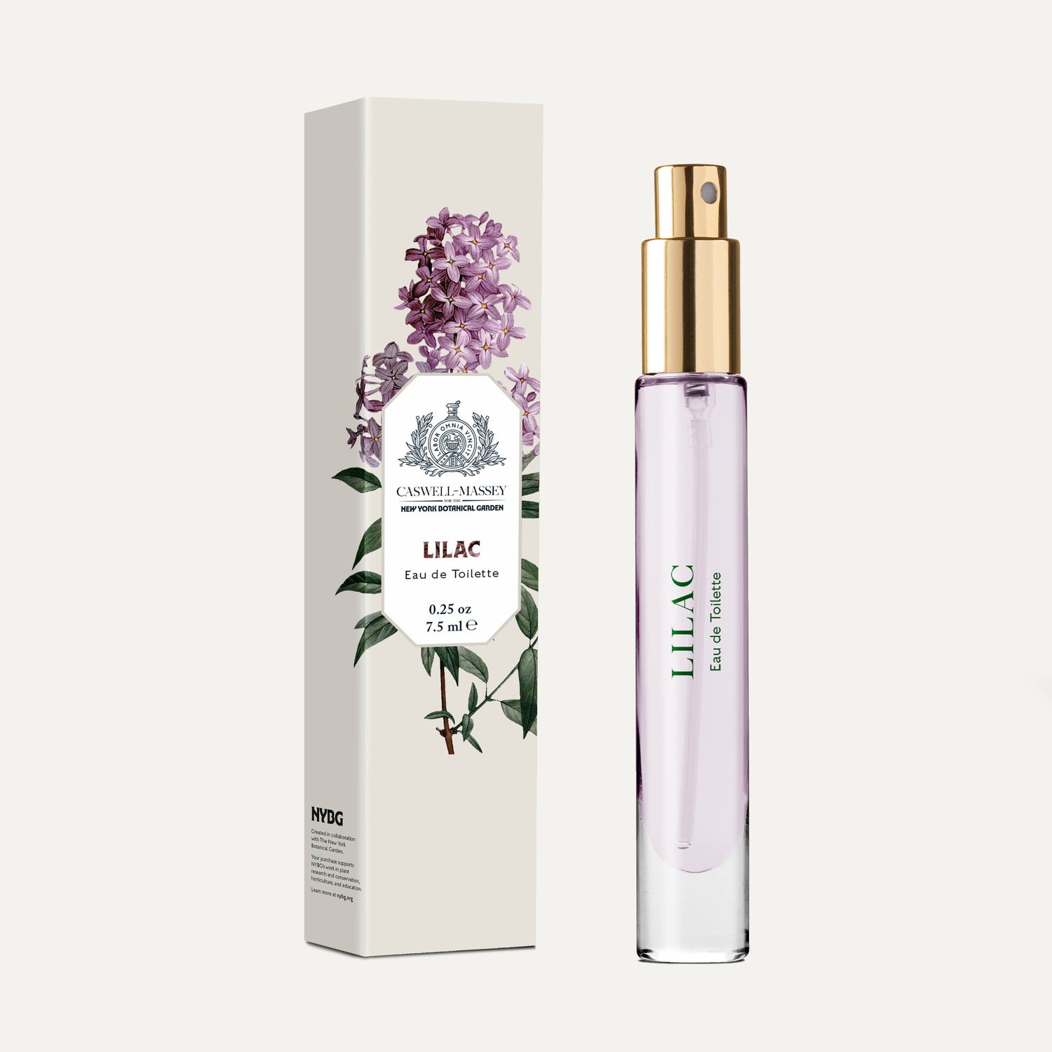 Caswell-Massey Lilac Eau de Toilette, Fresh Floral, Bergamot, Suede, 7.5mL