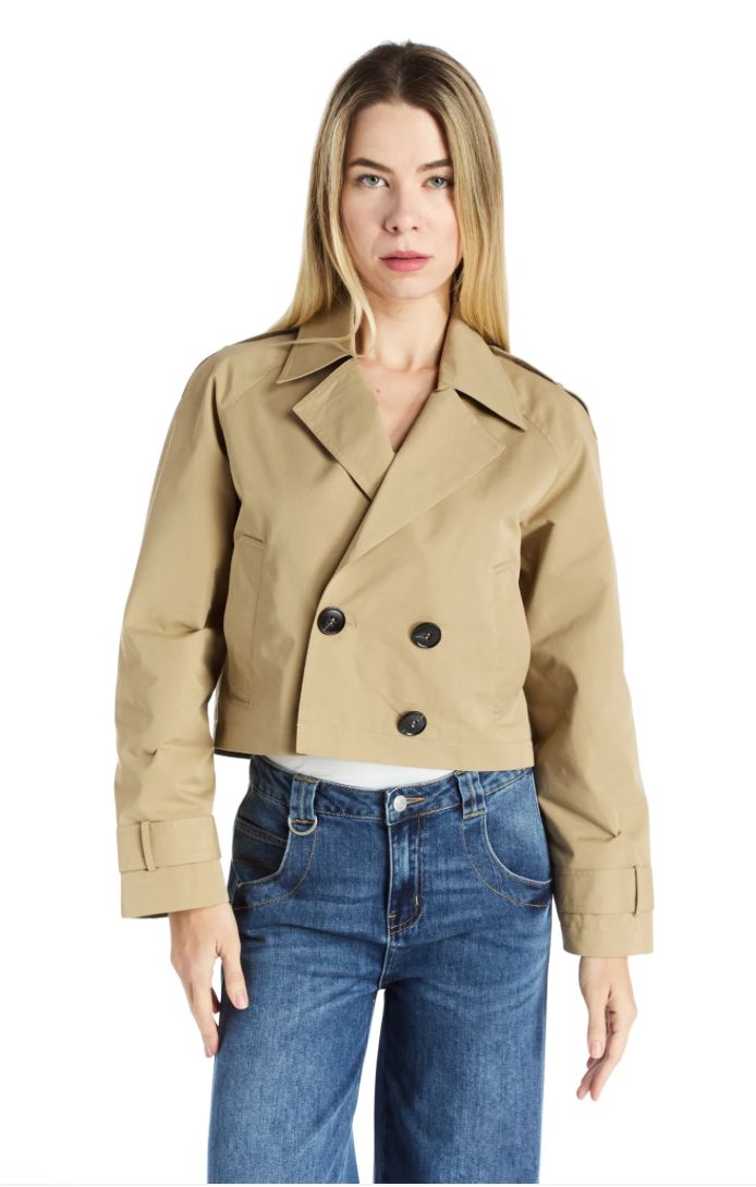 Tractr Cropped Trench Coat
