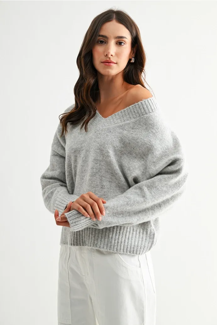 Cozy V-Neck Knit Sweater