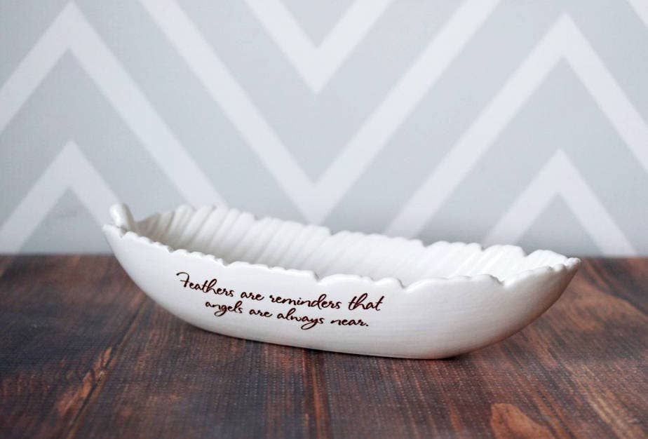 Feather Bowl, Sympathy Gift, Ceramic, Remembrance, Angels