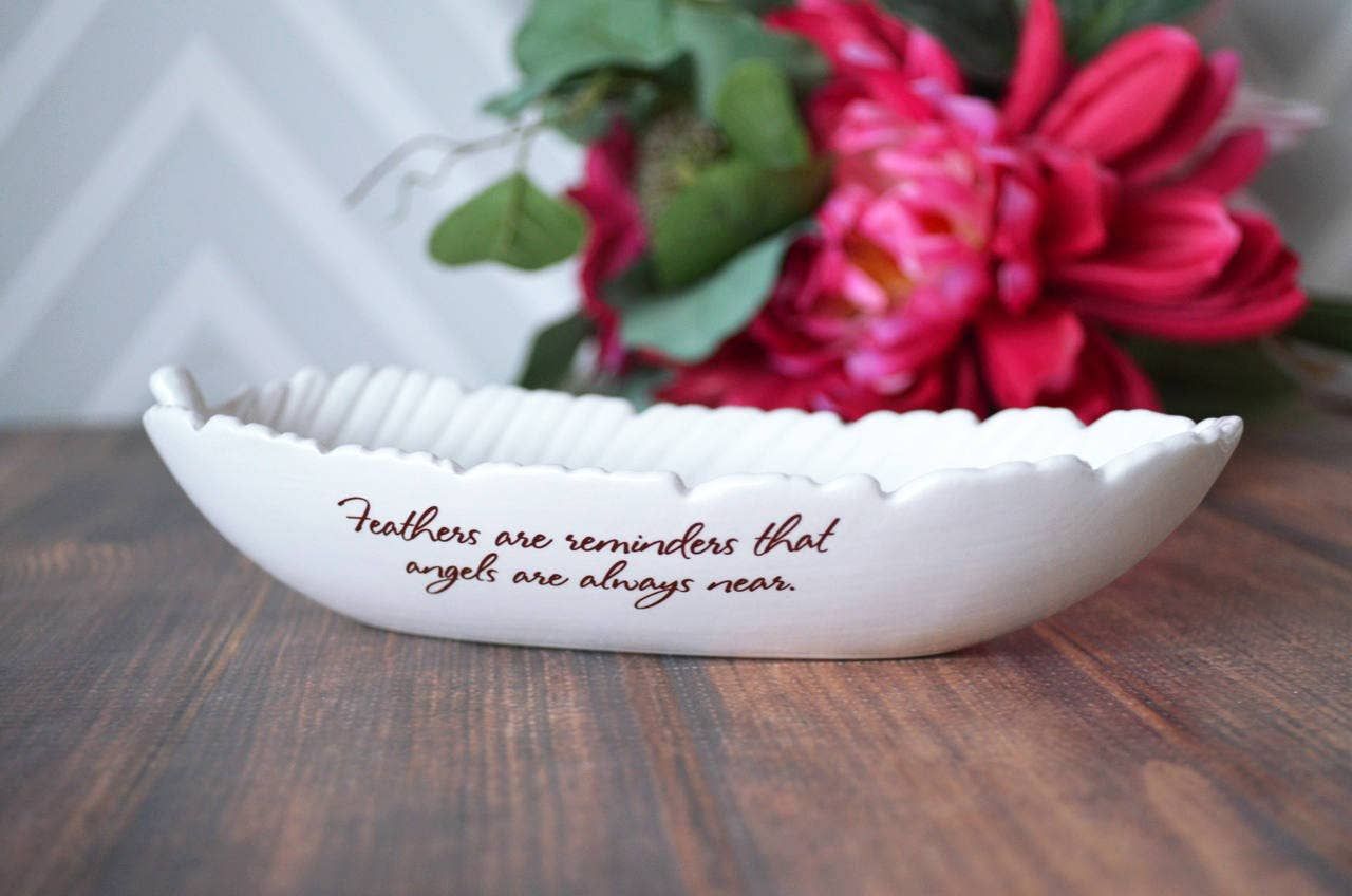 Feather Bowl, Sympathy Gift, Ceramic, Remembrance, Angels