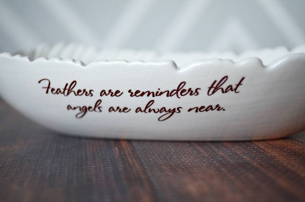 Feather Bowl, Sympathy Gift, Ceramic, Remembrance, Angels