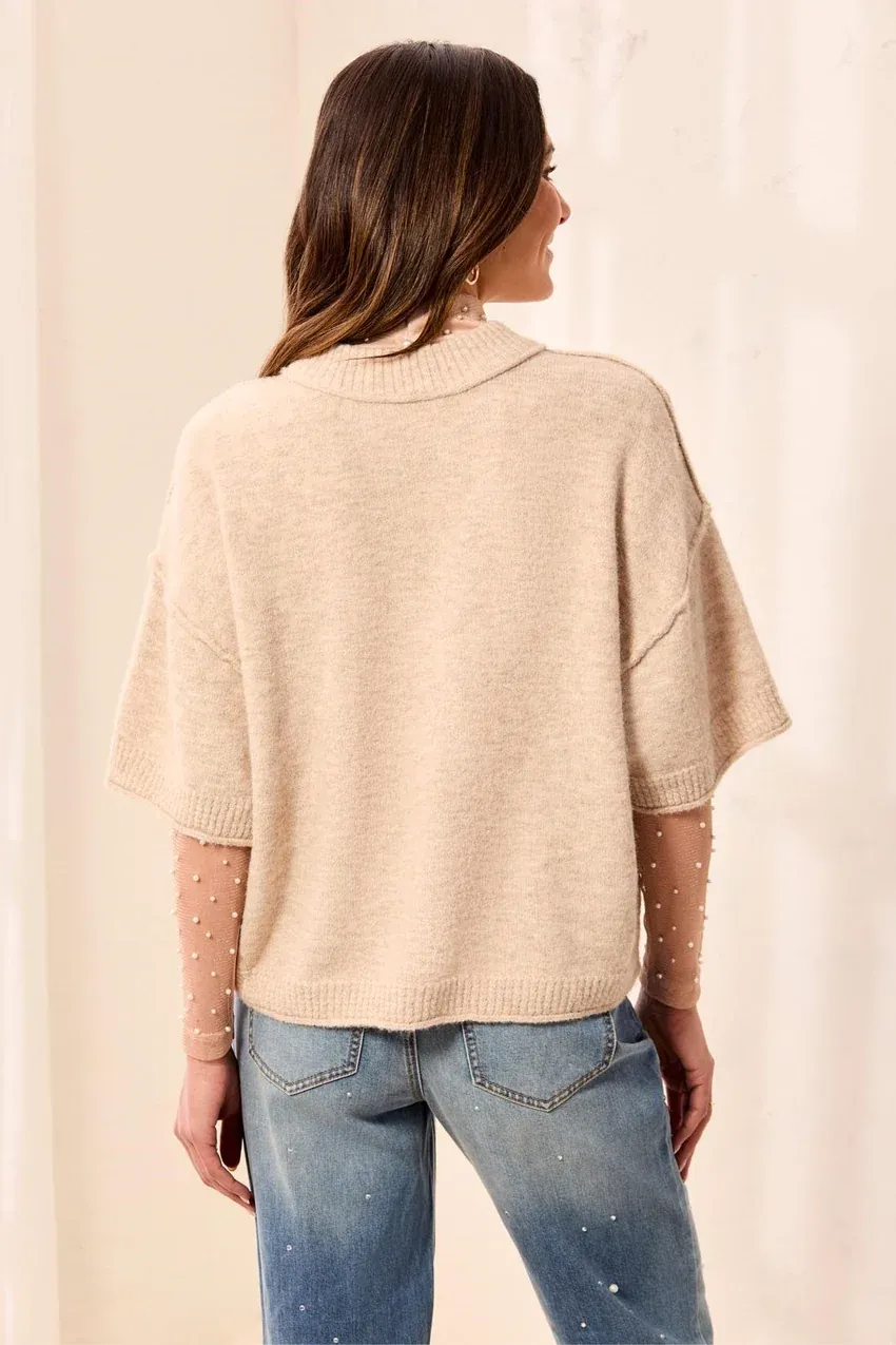TRIBAL Lofty Elbow Sleeve Knit Sweater