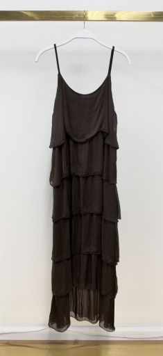 Milio Milano Chocolate Silk Dress, Colour: CHOCOLATE, Size: XS