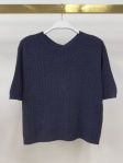 Milio Milano Chevron Crew Neck Short Sleeve Knit Top