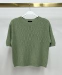Milio Milano Chevron Crew Neck Short Sleeve Knit Top