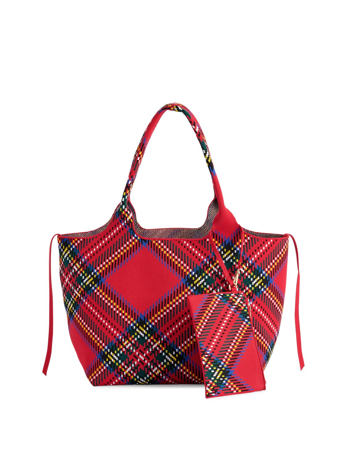 Shiraleah ROBBIE PLAID TOTE, Color: RED