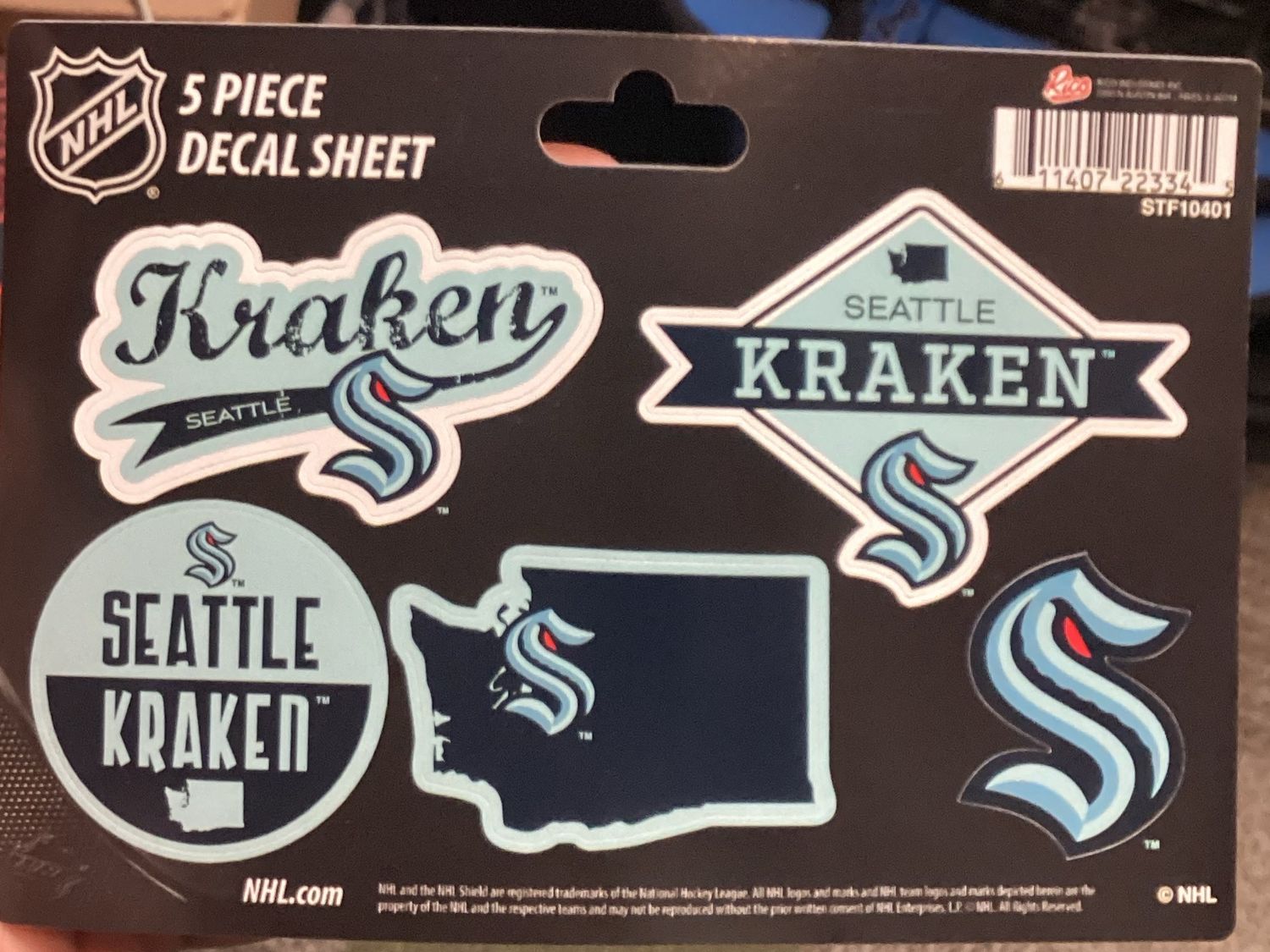 Seattle Kraken 5 Piece Decal Sheet