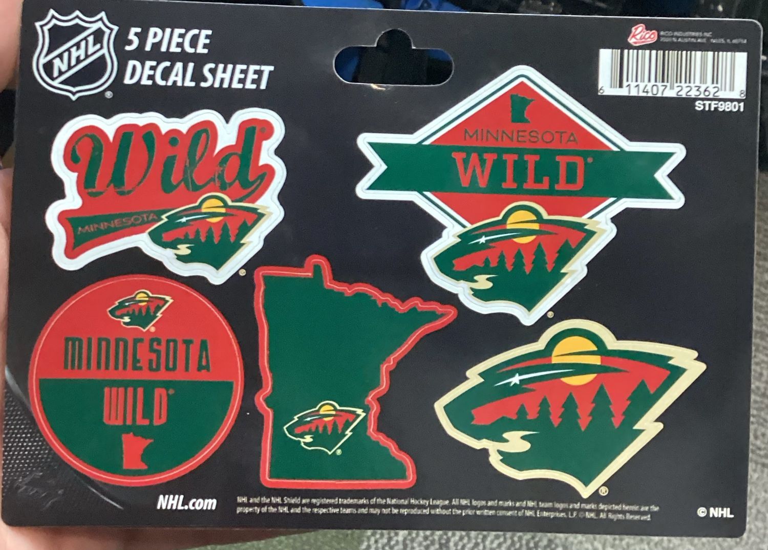 Minnesota Wild 5 Piece Decal Sheet