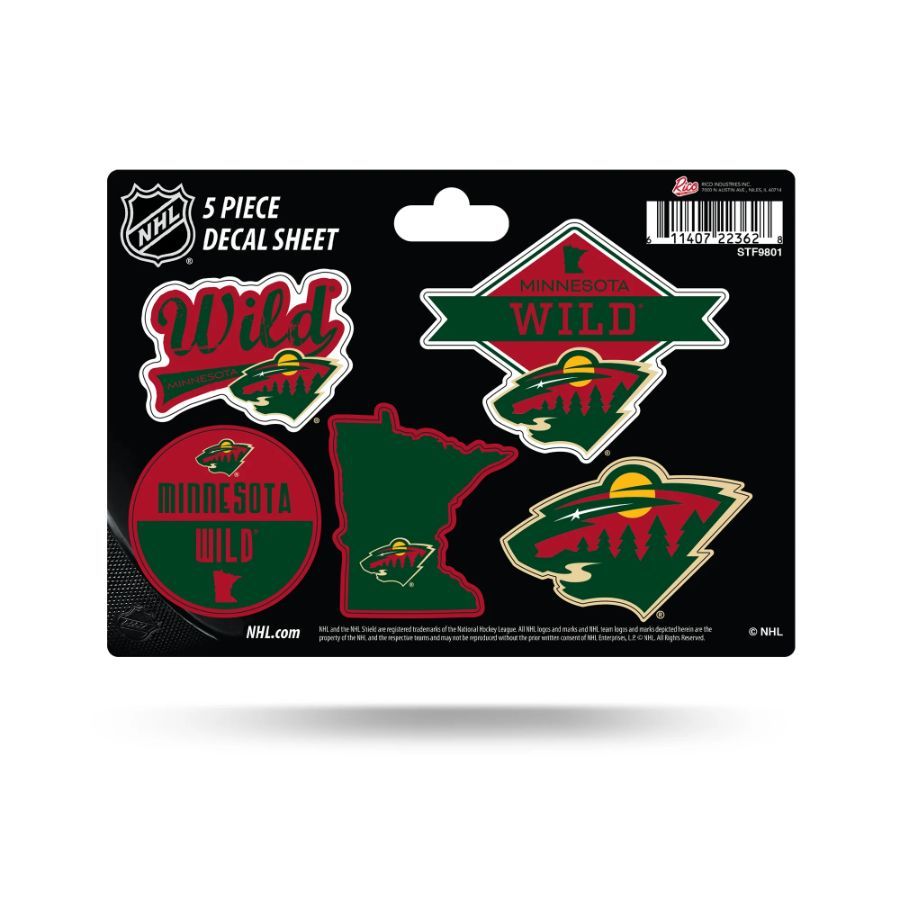 Minnesota Wild 5 Piece Decal Sheet