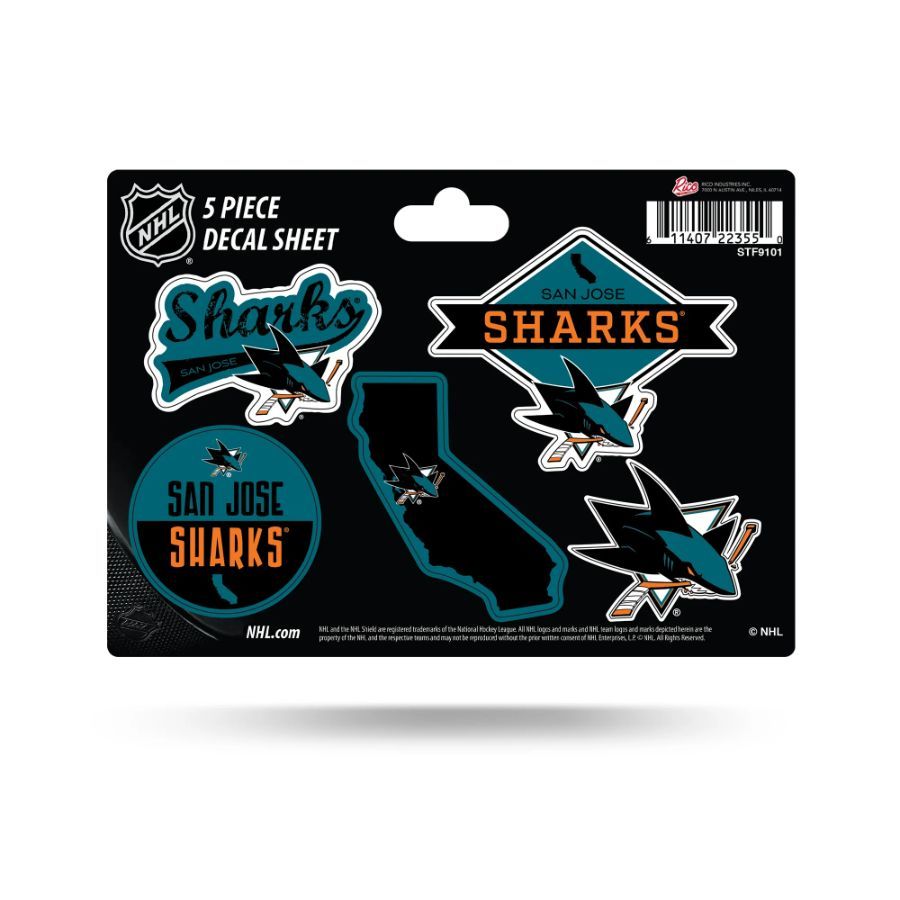 San Jose Sharks 5 Piece Decal Sheet