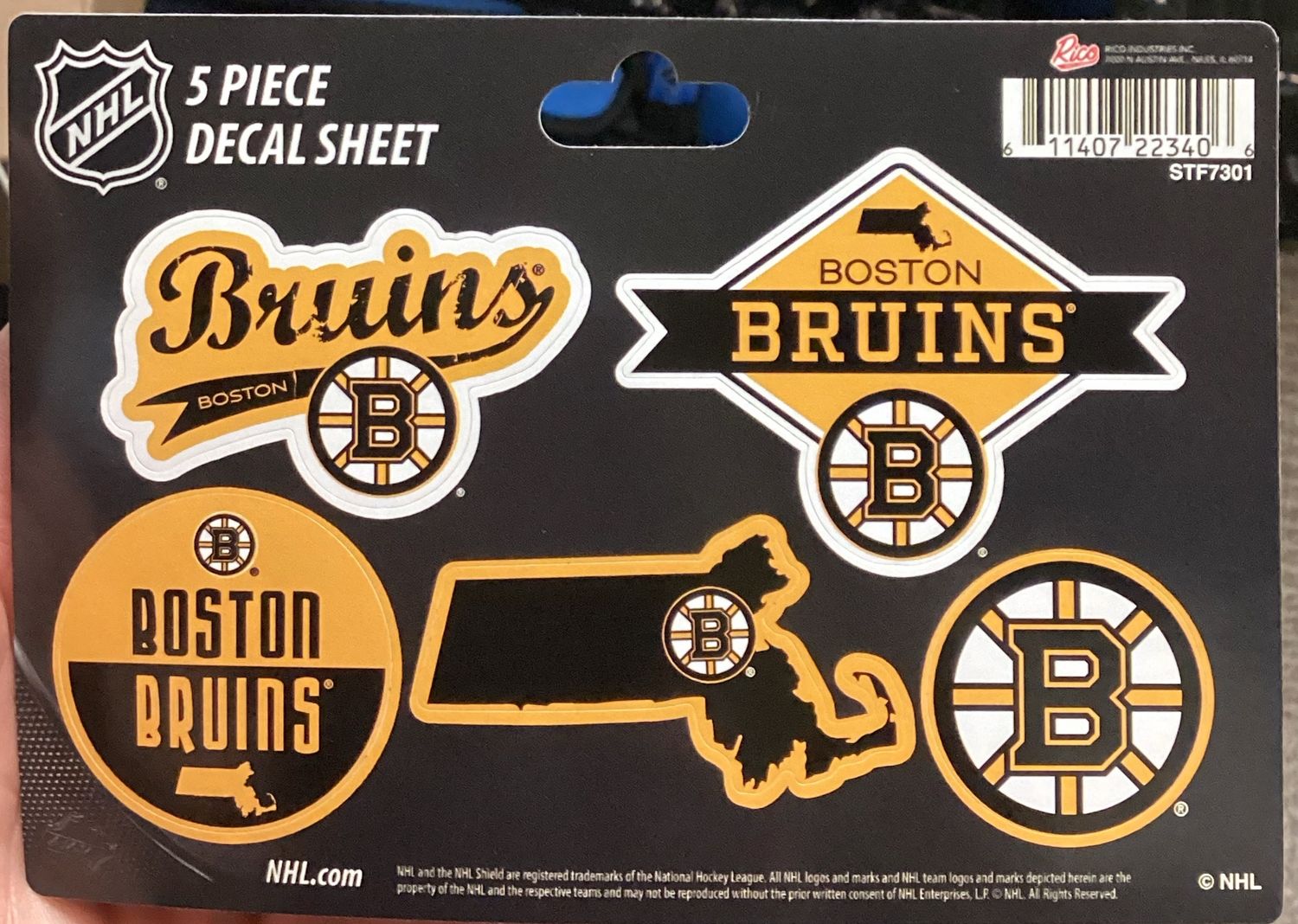 Boston Bruins 5 piece Decal Sheet
