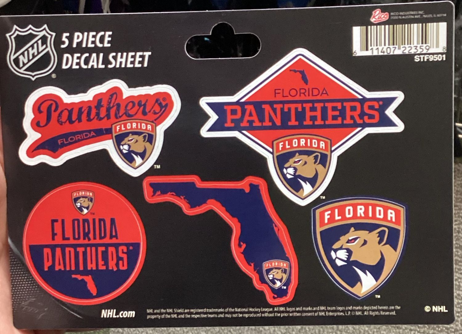 Florida Panthers 5 Piece Decal Sheet