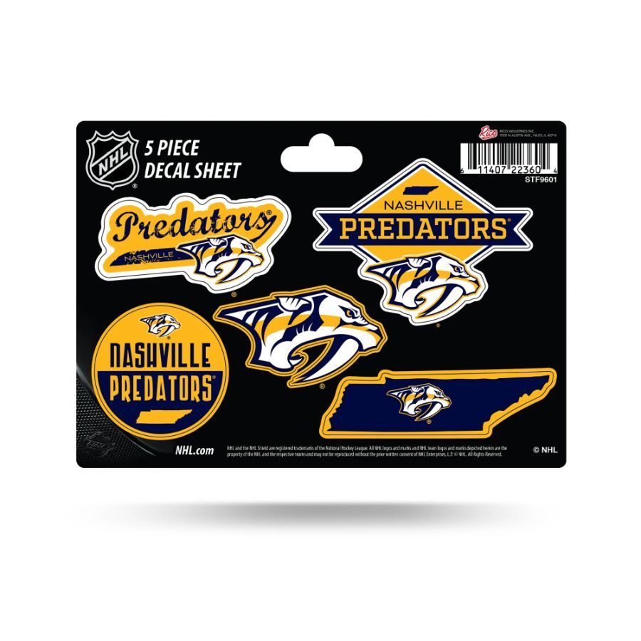 Nashville Predators 5 Piece Decal Sheet