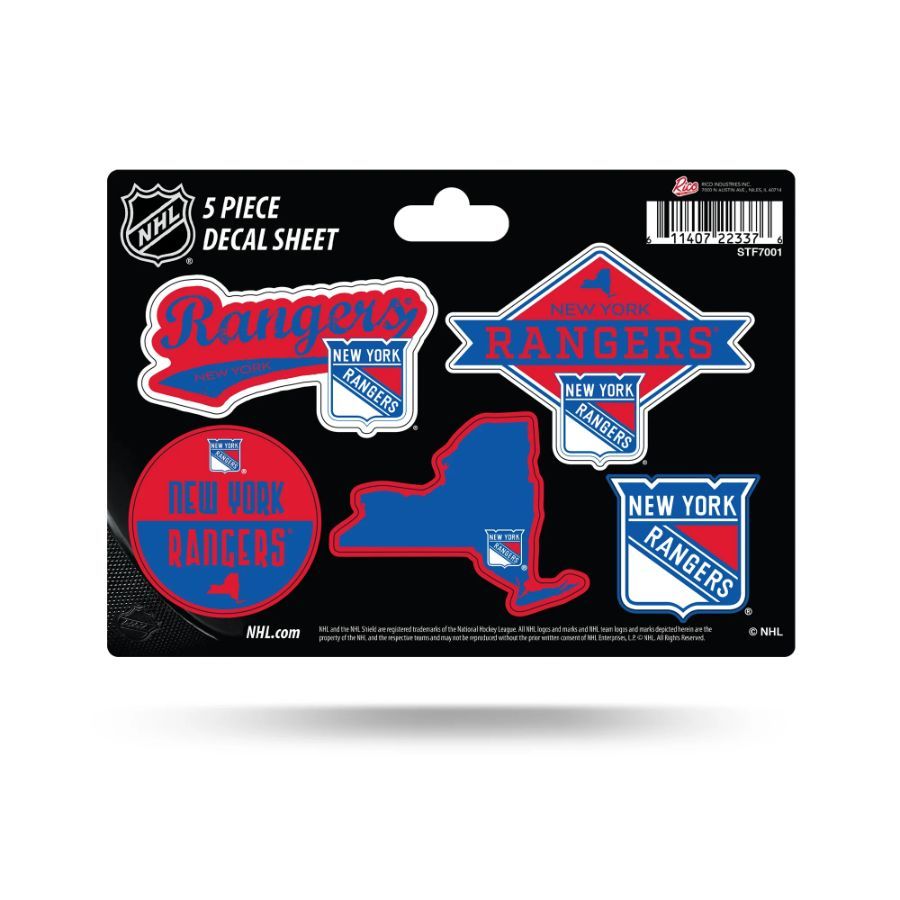 New York Rangers 5 Piece Decal Sheet