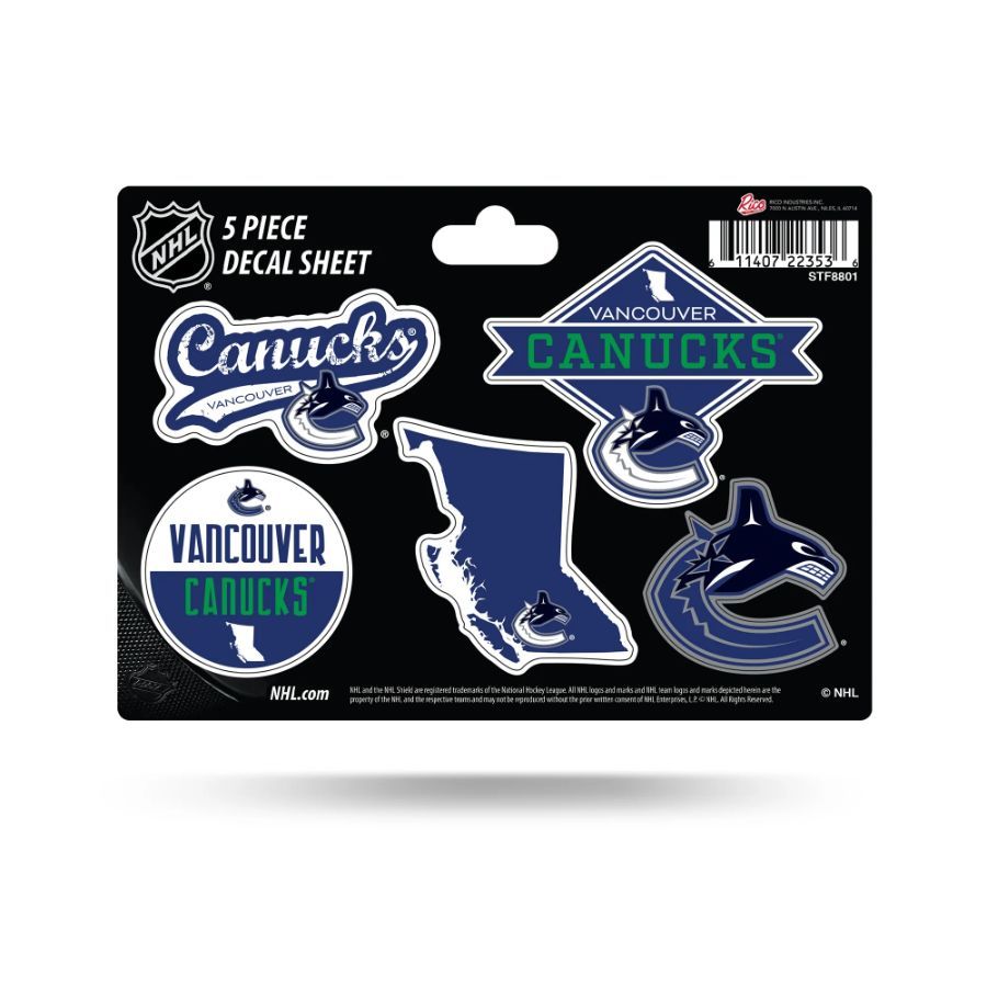 Vancouver Canucks 5 Piece Decal Sheet