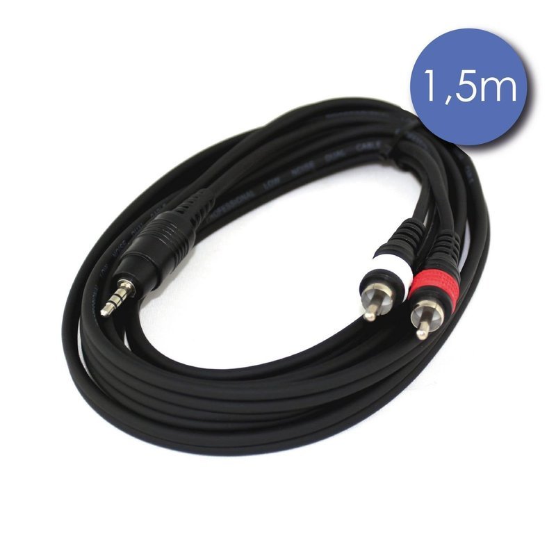 Câble 1,5m - MINI JACK STEREO Mâle - RCA Mâle