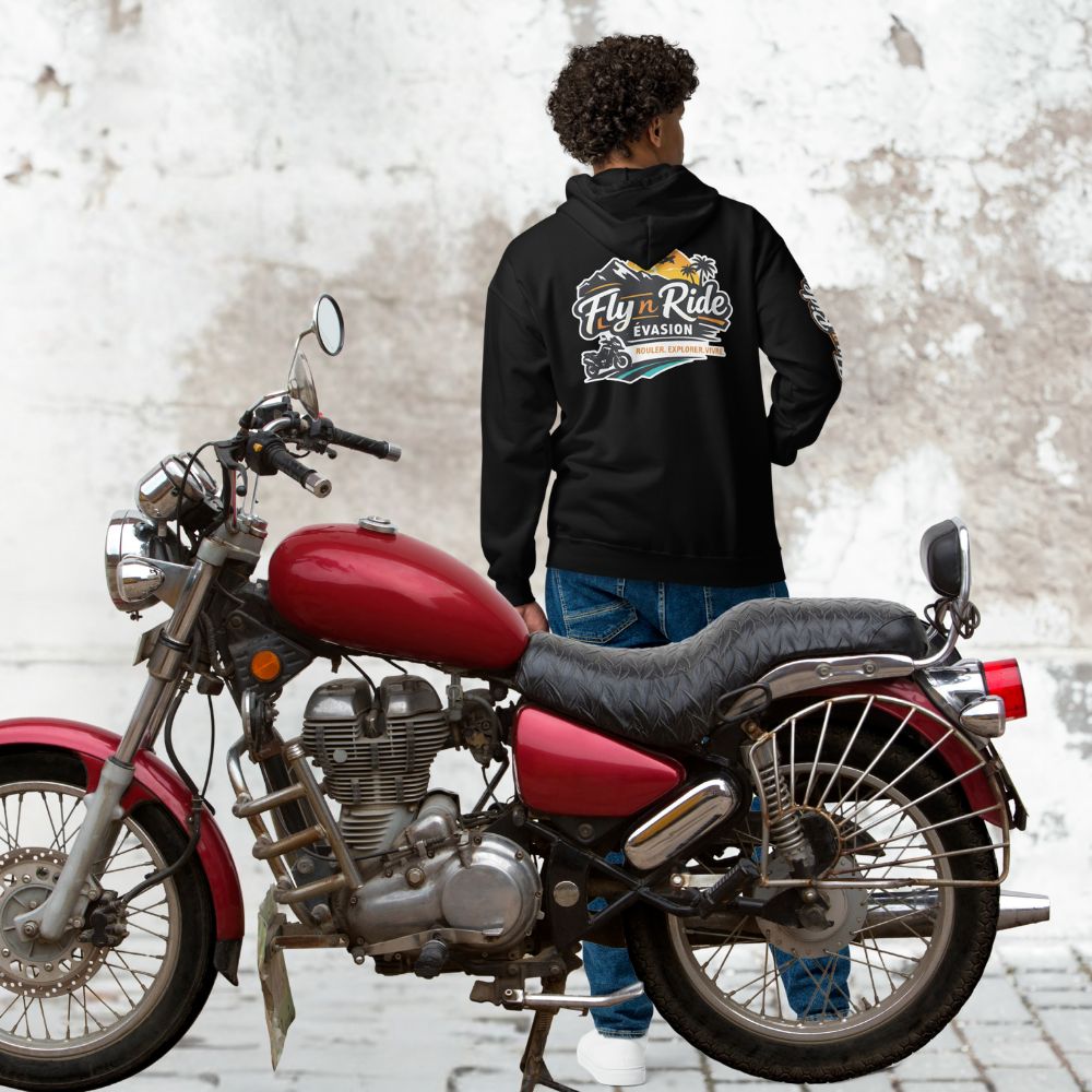 Fly n Ride ADVENTURE BIKE zippered hoodie