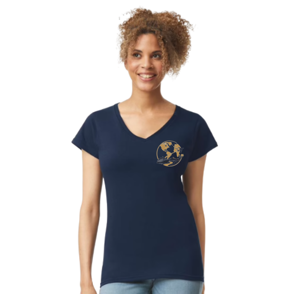 T-shirt en coton à col en V Softstyle pour femmes