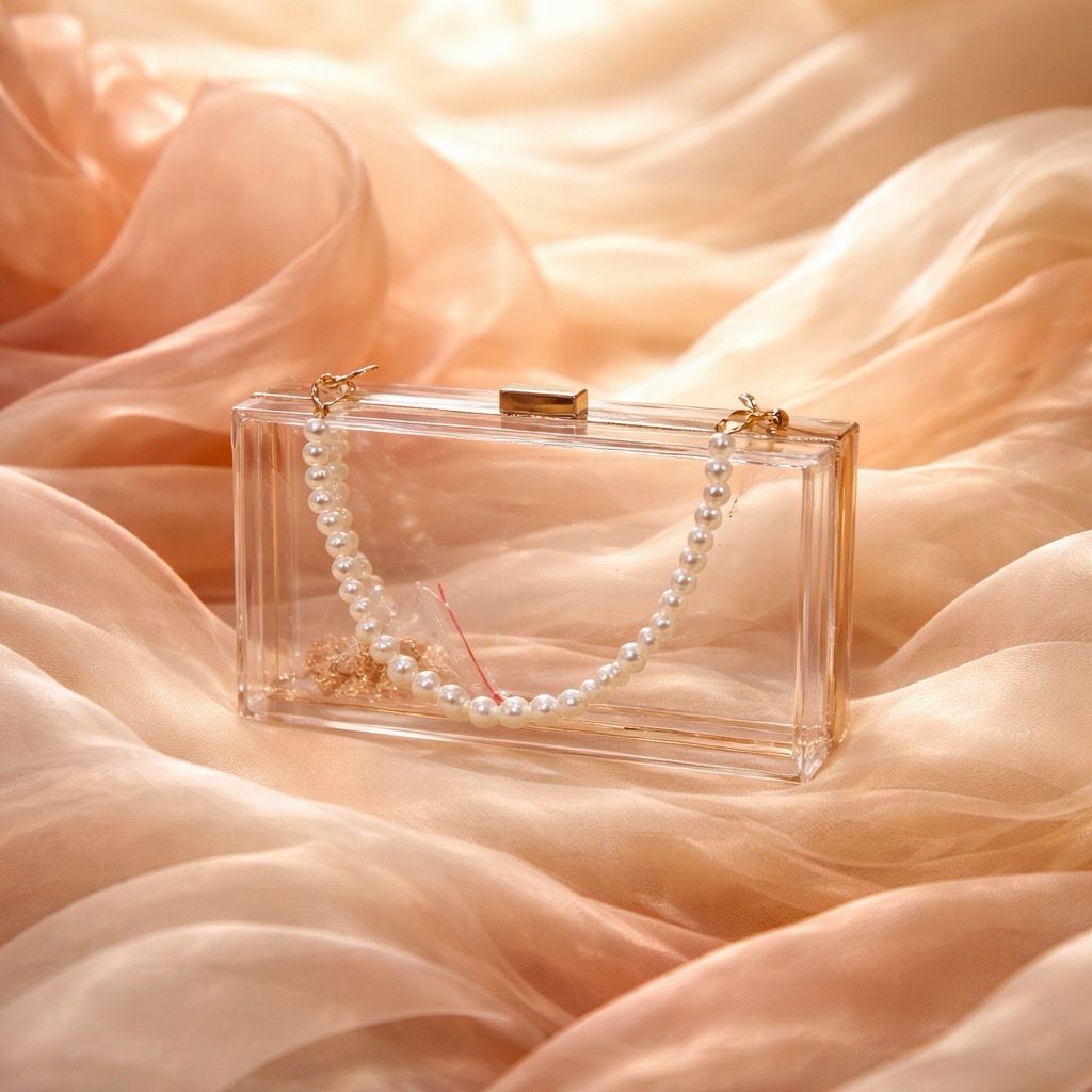 Clear Pearl Acrylic Clutch