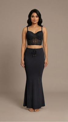 black saree shapewear smooth fit petticoat for sarees