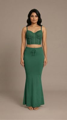 Forest green saree shapewear smooth fit petticoat for sarees