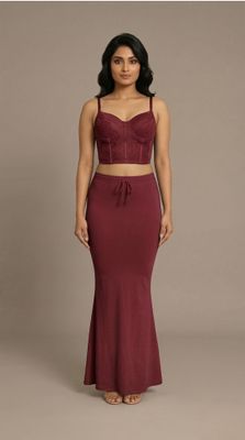 maroon burgundy saree shapewear smooth fit petticoat for sarees