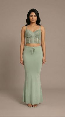 sage green saree shapewear smooth fit petticoat for sarees