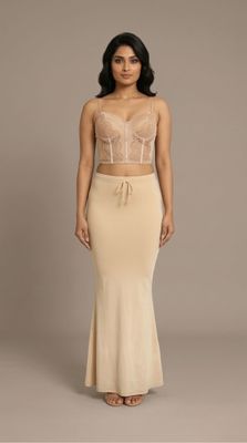 beige saree shapewear smooth fit petticoat for sarees