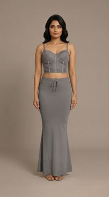 dark gray saree shapewear smooth fit petticoat for sarees