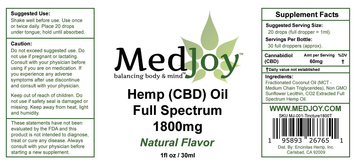 Full Spectrum 1800mg CBD Oil Natural Flavor
