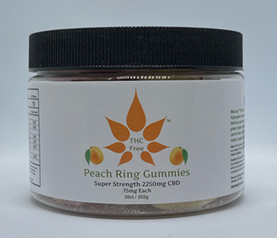 THC-FREE 2250mg CBD Peach Gummy Rings