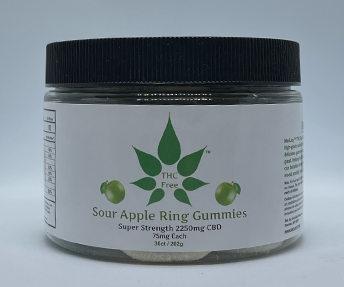 THC-FREE 2250mg CBD Sour Apple Gummy Rings
