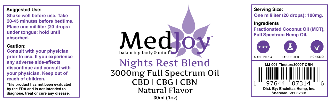 Nights Rest 3000mg Full Spectrum Oil (CBD, CBG, CBN) Natural Flavor