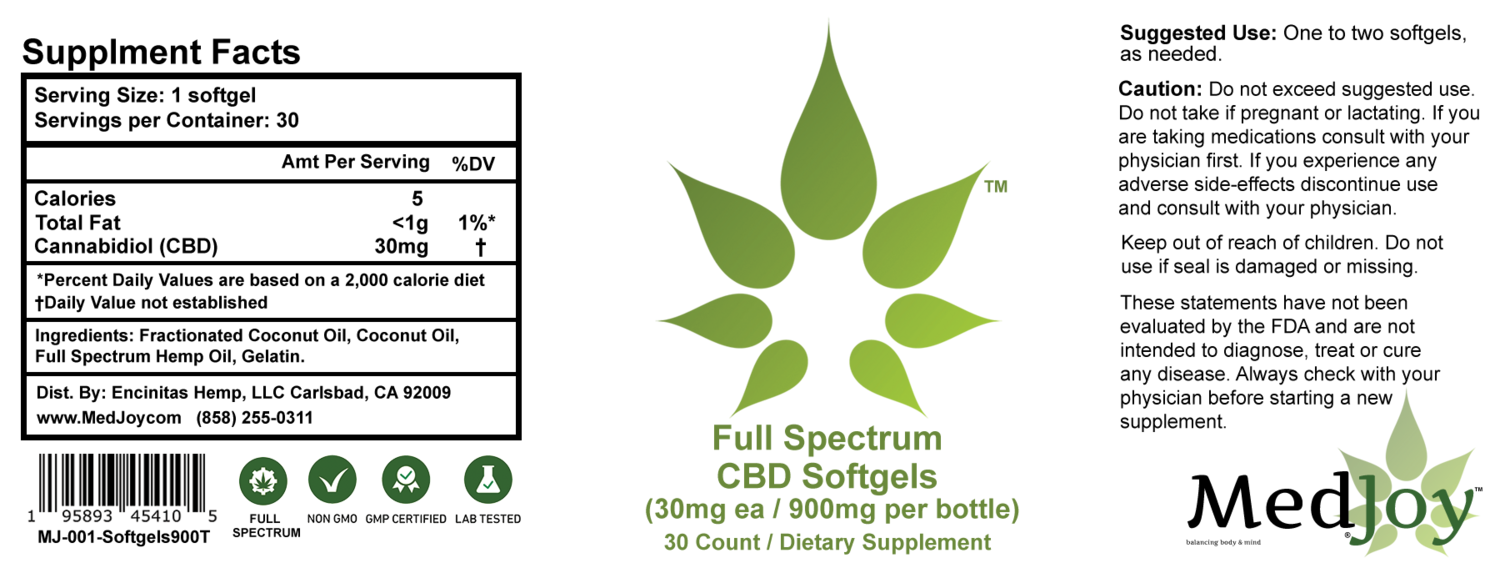 Full Spectrum 900mg CBD Oil Softgels